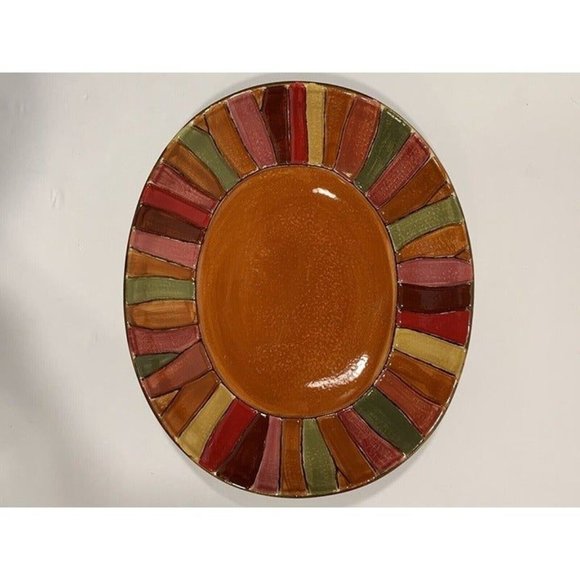 Pier 1 Wavy Stripe Bowl Soup Cereal Multicolor Stripes Embossed 9” X 8” 1 Bowl - Picture 9 of 9